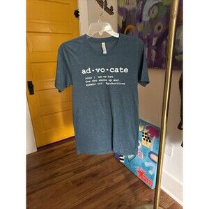 Women's Canva Bella Shirt Ad-Vo-Cate Definition Tee  S Blue